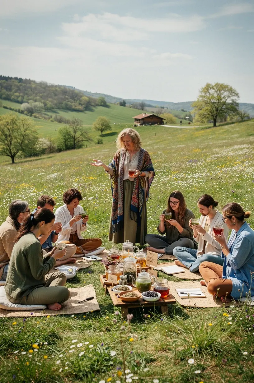 Nyugodt otthoni környezet, ahol valaki relaxál egy csésze infúziós tea társaságában, hangsúlyozva a stresszcsökkentő hatást.