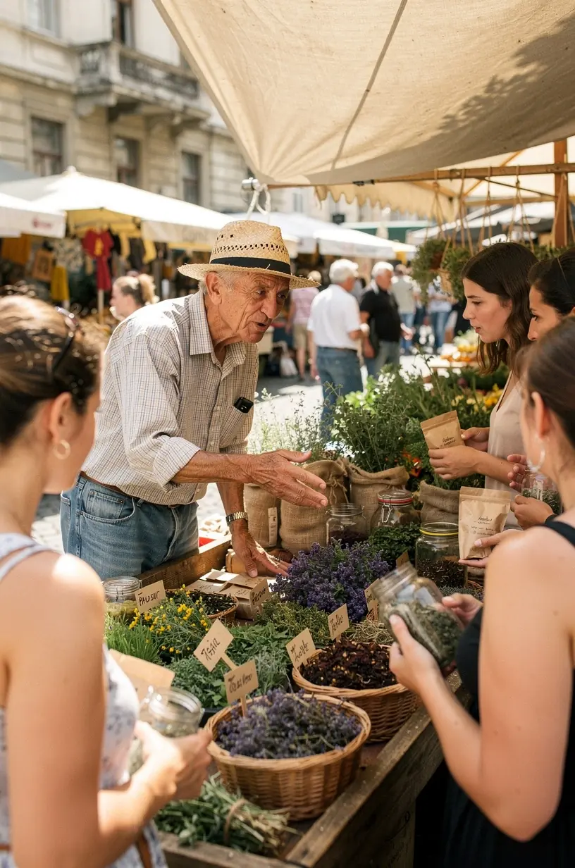 Szakértő magyarázza a gyógynövényes teák rendszeres fogyasztásának előnyeit egy oktató prezentáció közben.