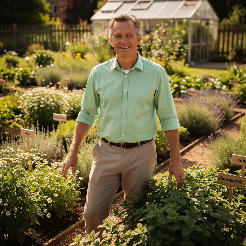 Friss gyógynövények egy fehér porcelán teáscsészében, mely a közös egészség támogatását szimbolizálja.